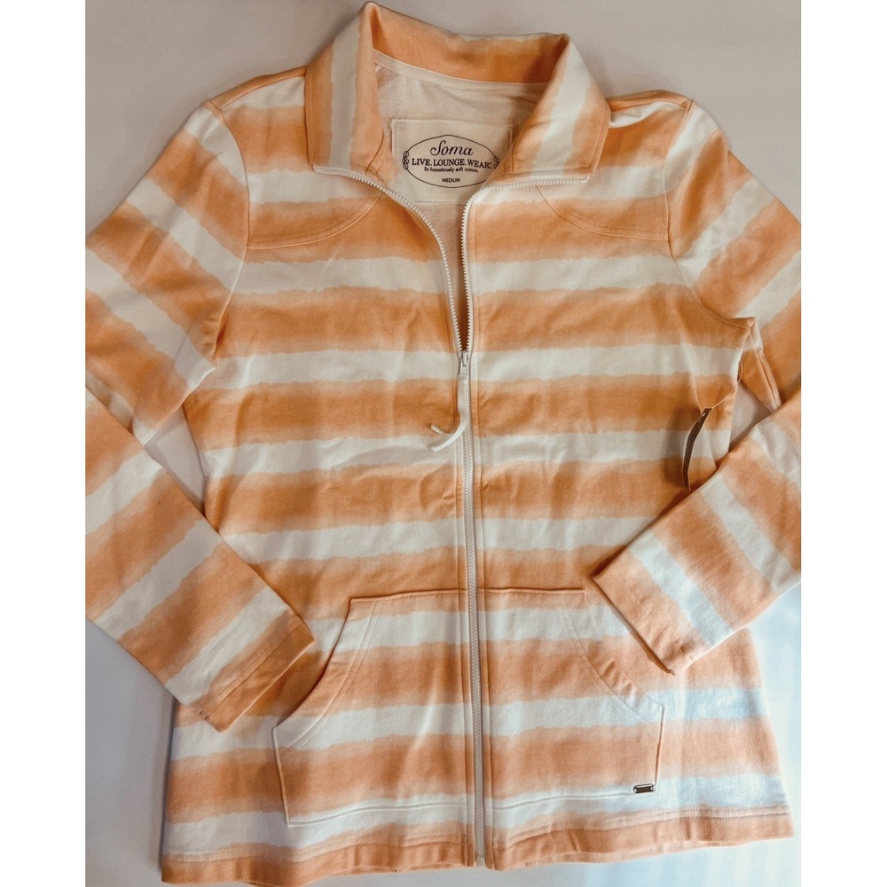Soma Brand‎ Size Medium NEW!  LS Jacket Peach Stripe NEW